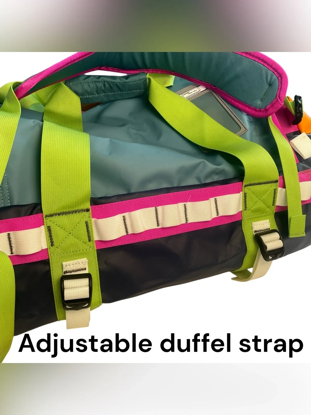The North Face Base Camp 50L Duffel Bag Color Blocked Lime Green Hot Pink Rare!!